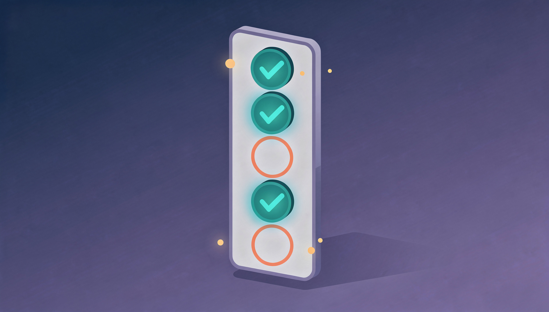 A simple scoreboard showing completed and uncompleted tasks as filled and empty circles
